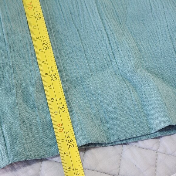 Vintage 80s 90s Teal Green Crinkle Midi Dress & Long Duster Jacket 2pc Set - Picture 14 of 16